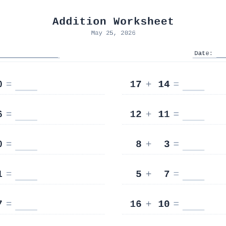 Addition Worksheets