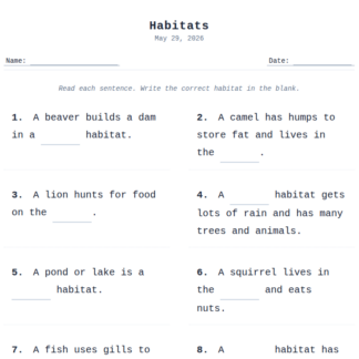 1st Grade Habitats