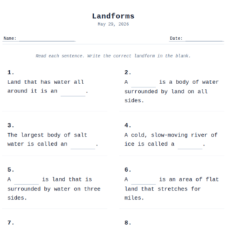 1st Grade Landforms