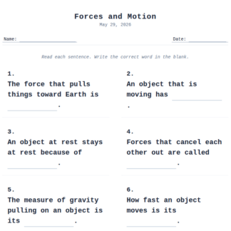 2nd Grade Forces and Motion