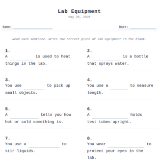 2nd Grade Lab Equipment