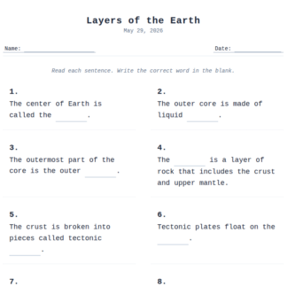 2nd Grade Layers of Earth