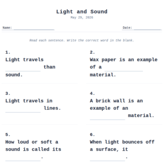 2nd Grade Light and Sound
