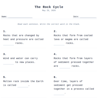 2nd Grade Rock Cycle