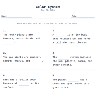 2nd Grade Solar System