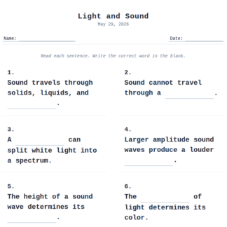 3rd Grade Light and Sound