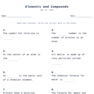 4th Grade Elements and Compounds
