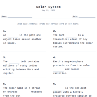 4th Grade Solar System