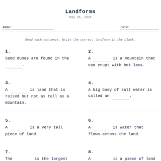 K Grade Landforms
