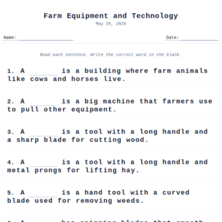 2nd Grade Farm Equipment