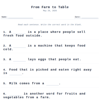 2nd Grade Farm to Table