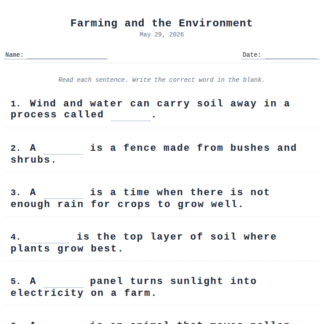 3rd Grade Farming and Environment