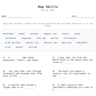 1st Grade Map Skills