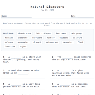 5th Grade Natural Disasters