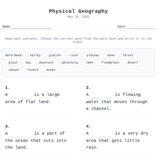 2nd Grade Physical Geography